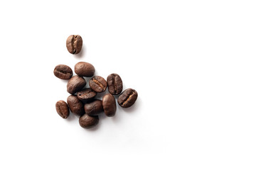Coffee beans on white background.