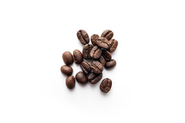 Coffee beans on white background.