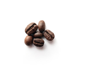 Coffee beans on white background.