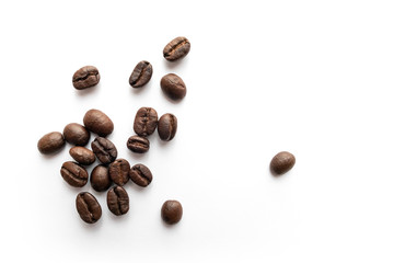 Coffee beans on white background.