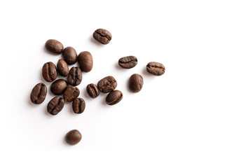 Coffee beans on white background.