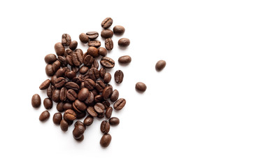 Coffee beans on white background.
