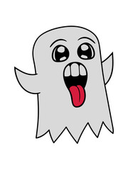geist horror halloween gruselig erschrecken monster gespenst süß niedlich zunge mund rausstrecken lustig comic cartoon clipart design ärgern witzig