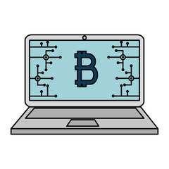 laptop computer with bitcoin commerce