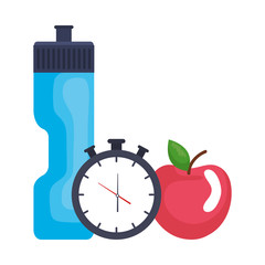 bottle gym with chronometer and apple