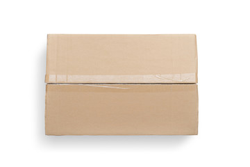 Top view of cardboard box isolated on White Background.