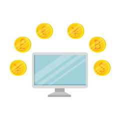 desktop with set of commercial coins