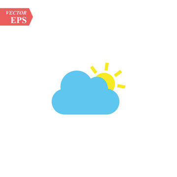 Color Sun cloud icon isolated on background. Modern flat pictogram, business, marketing, internet concept. Trendy Simple vector symbol for web site design or button to mobile app. Logo illustration.