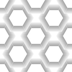 Obraz na płótnie Canvas White seamless geometric texture. Origami paper style. Hexagonal elements. 3D rendering background.