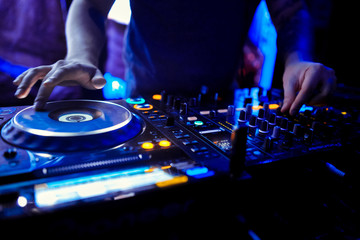 DJ console at the nightclub. Nightlife