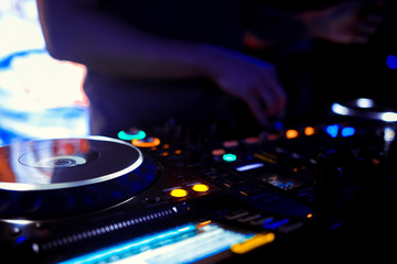 DJ console at the nightclub. Nightlife