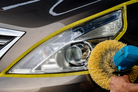 Car polishing series : Headlight polishing Stock Photo by ©kunksy.gmail.com  103158350