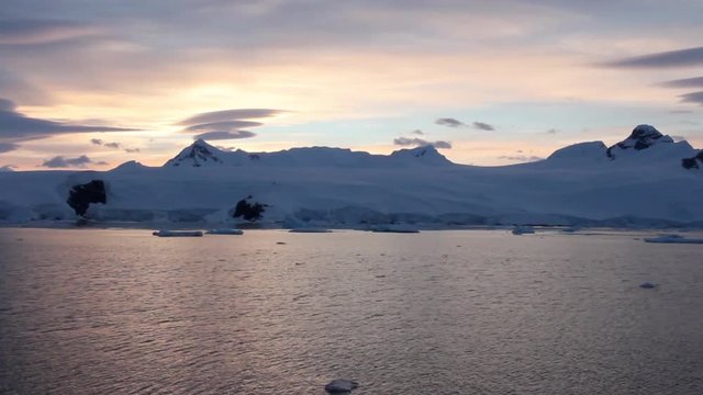 Antarctica snowy Landscape Beautiful wide shot of Antarctica snowy Mountins and sea