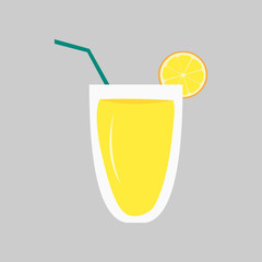 glass of lemonade juice isolated on grey background