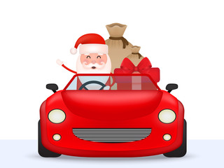 Illustration of Santa claus is driving
