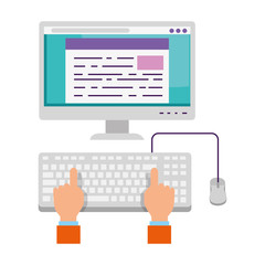 user hands with computer desktop