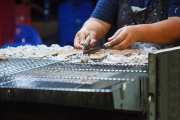 Traditional Thai sweet treat, Coconut pikelets (kanom babin), crisp yet luscious, made from dough...