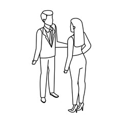 business couple talking avatars characters