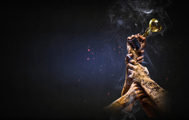 Concept of success hard work and victory