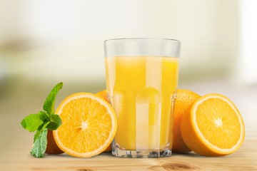 Orange juice and slices of orange on © BillionPhotos.com