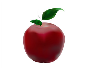 red apple with leaf