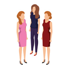 group of businesswomen avatars characters