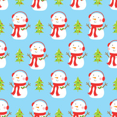 snowman christmas seamless pattern