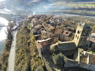 Obraz premium Aerial view of Ainsa. Medieval village of Huesca, Spain. Drone Photo