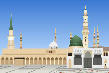 Fototapeta na wymiar Medina Mosque in Saudi Arabia Illustration