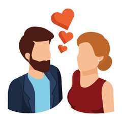 business couple with hearts avatars characters