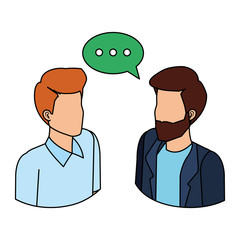 couple of men with speech bubble