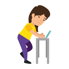 little schoolgirl with laptop