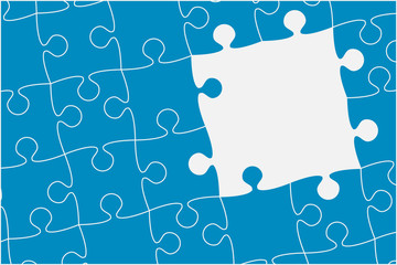 Blue Frame Pieces Puzzle. Jigsaw Banner. Vector.