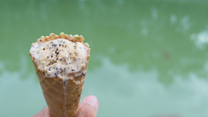 The ice cream is melting.