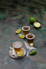 Obraz na płótnie Canvas Tequila shot with lime