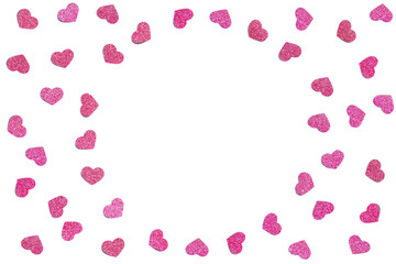 Pink glitter heart paper cut background - isolated