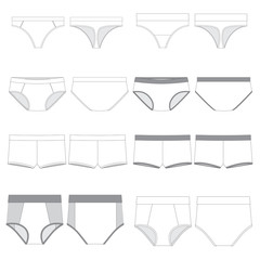 Vector template for Various Women's underwear styles - obrazy, fototapety, plakaty