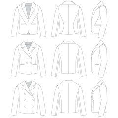 Vector template for Various styles of Suit Jackets