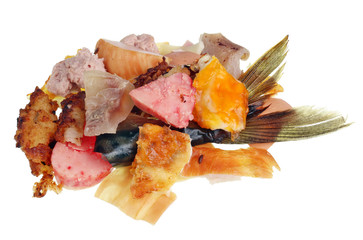 Unappetizing remnants of meat and fish food products