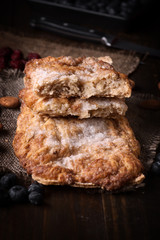 sweet lard cakes on rustic wood, typical product of Navarra, Spain