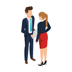 business couple talking avatars characters