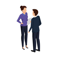 business couple talking avatars characters