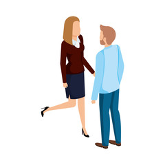 business couple talking avatars characters