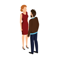 business couple talking avatars characters