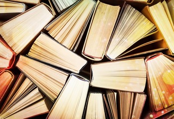 Naklejka premium Book pile literature hardback leisure fiction read