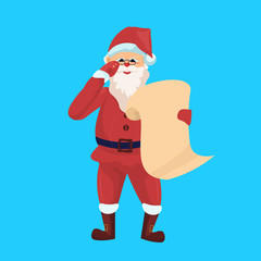 santa claus merry christmas happy new year holiday concept flat isolated