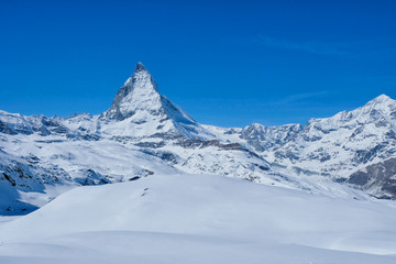 Fototapeta na wymiar Beautiful view of snow mountain Matterhorn, Zermatt, Switzerland.