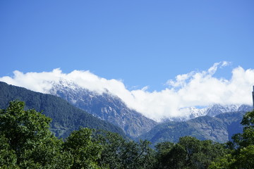 blue sky and mountain of Himachal Pradesh in India