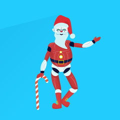 santa claus robot posing merry christmas happy new year holiday concept flat