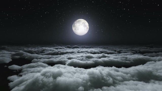 above clouds full moon